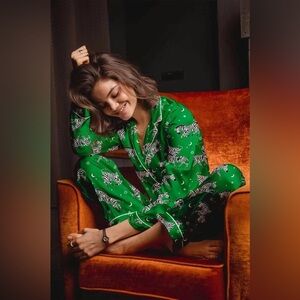 Averie Green Zebra Print Pajama Set